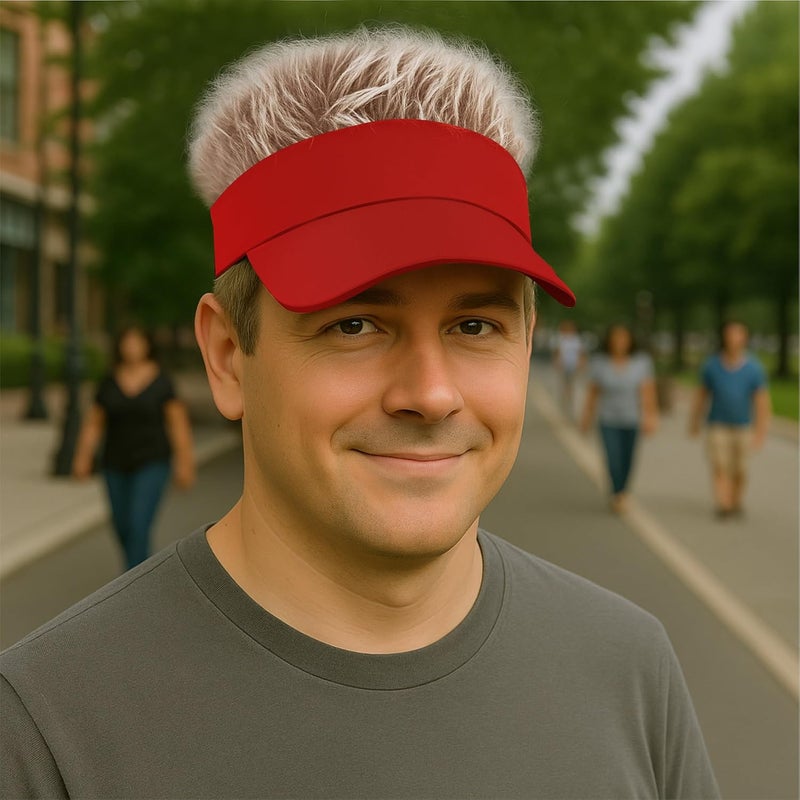 KELSOD Men's Hair Visor ​Sun Hats Visor with Hair Fake Hat with Hairs for Men Novelty Spiked Adjustable Baseball Caps Funny Gift - Image 3